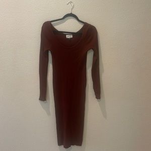 Long brown rib dress